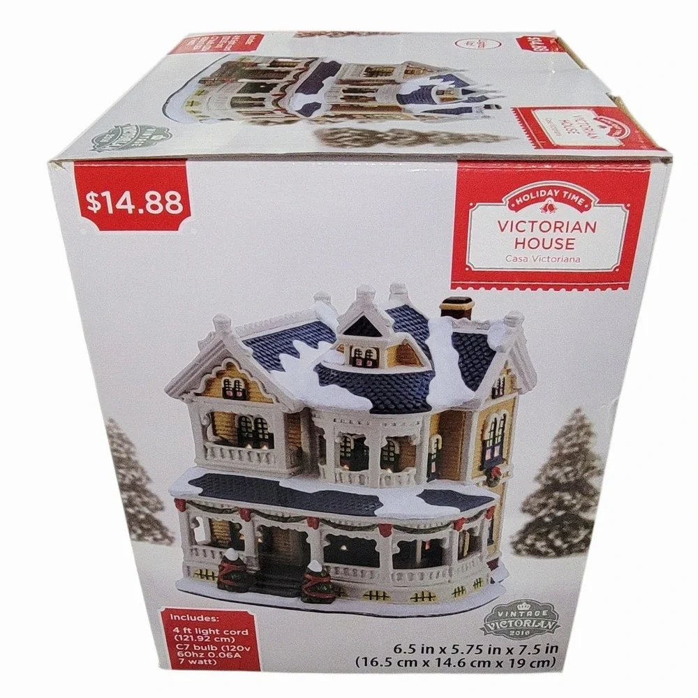 Holiday Time Victorian House Christmas‎ Village 2016 Light Up Building w Box